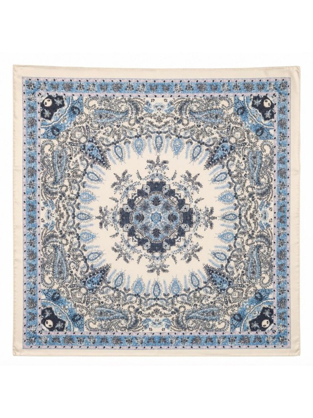 Blue Paisley Wild Rag 27x27 Satin Western Scarf Cowgirl Cowboy Bandana